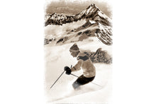 Laden Sie das Bild in den Galerie-Viewer, Woodblock Skifahrer 30 x 20cm