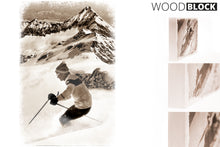 Laden Sie das Bild in den Galerie-Viewer, Woodblock Skifahrer 30 x 20cm