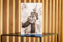 Laden Sie das Bild in den Galerie-Viewer, Woodblock Bergesteiger mit Rucksack  30 x 20cm
